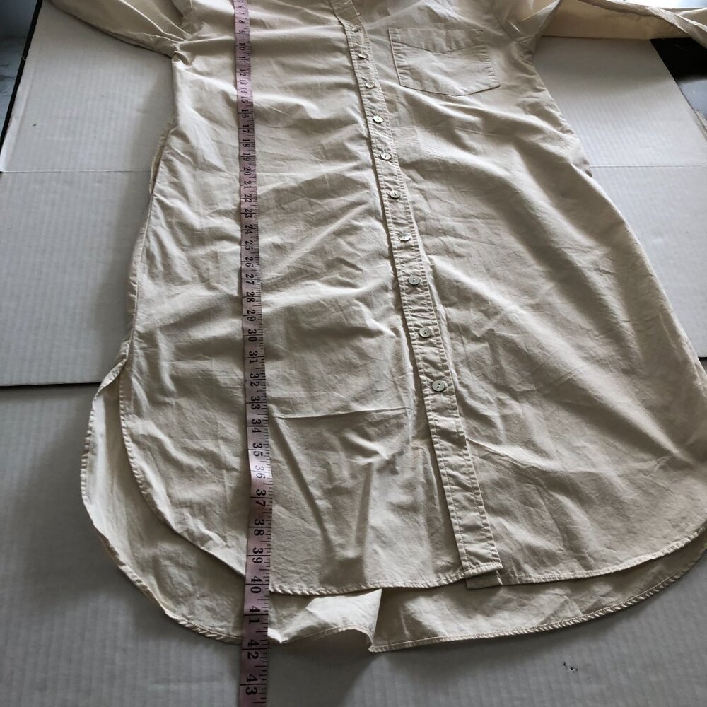 Le' AL.X Women Cream Beige Midi Dress Shirt Size L Large Cotton Long Sleeves - Picture 8 of 10